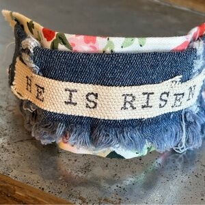 Upcycled Floral and Denim Bracelet Easter